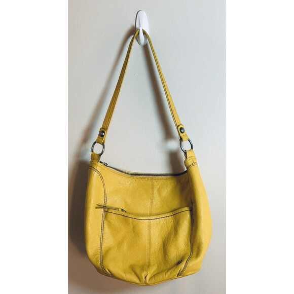 The Sak Leather Hobo Bucket Soft Yellow Leather Purse Shoulder Bag - Picture 1 of 12